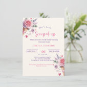 Eiscreme-Brautparty, das ihr aufgefangen wurde Einladung (Stehend Vorderseite)