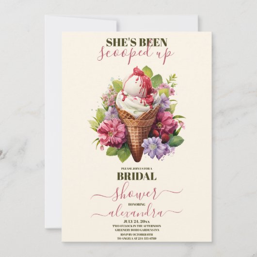Eiscreme-Brautparty Einladung (Vorderseite)