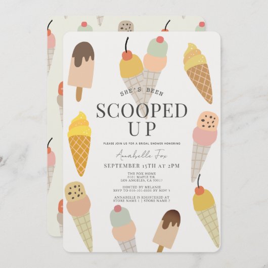Eiscreme-Brautparty Einladung (Vorne/Hinten)