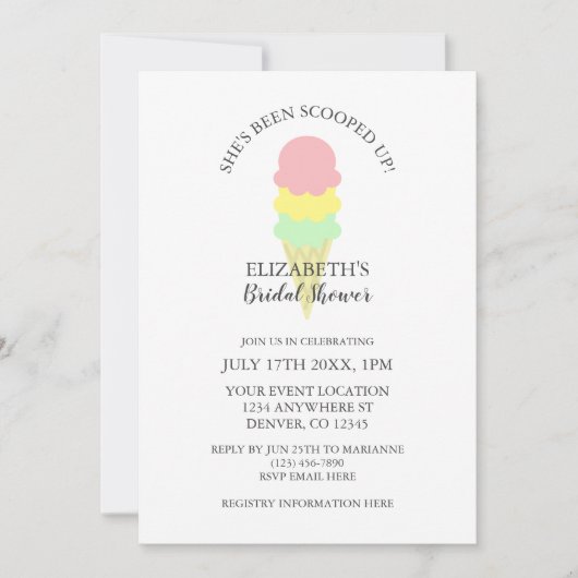 Eiscreme-Brautparty Einladung (Vorderseite)