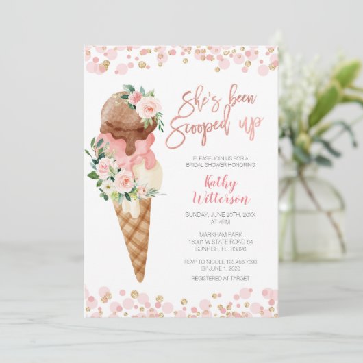 Eiscreme-Brautparty Einladung (Stehend Vorderseite)