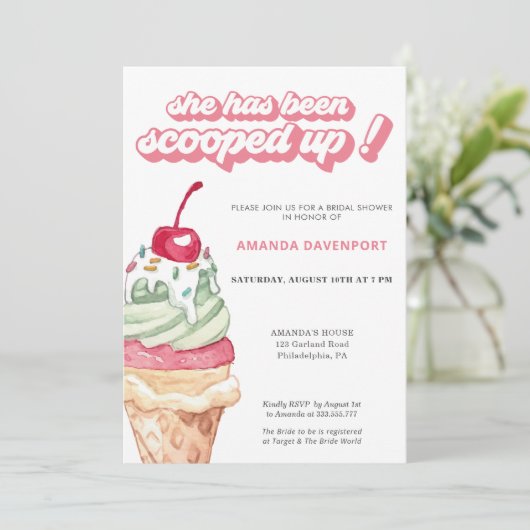Eiscreme-Brautparty Einladung (Stehend Vorderseite)