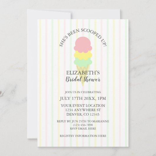 Eiscreme-Brautparty Einladung (Vorderseite)