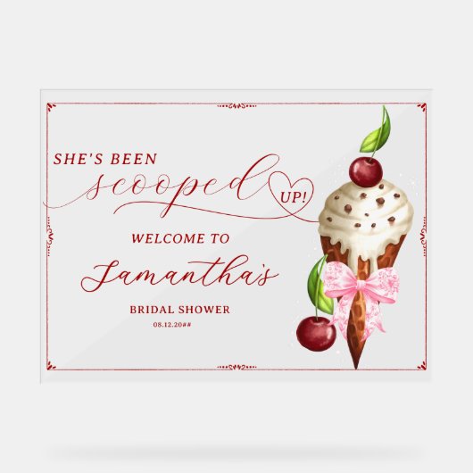 Eiscreme-Brautparty gesockt Begrüßung Acrylschild (Vorderseite)