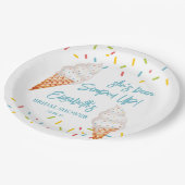 Eiscreme-Brautparty personalisiert pa Pappteller (Schrägansicht)