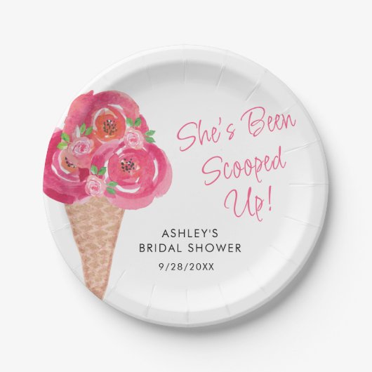 Eiscreme-Brautparty Personalisiert Pappteller (Vorderseite)