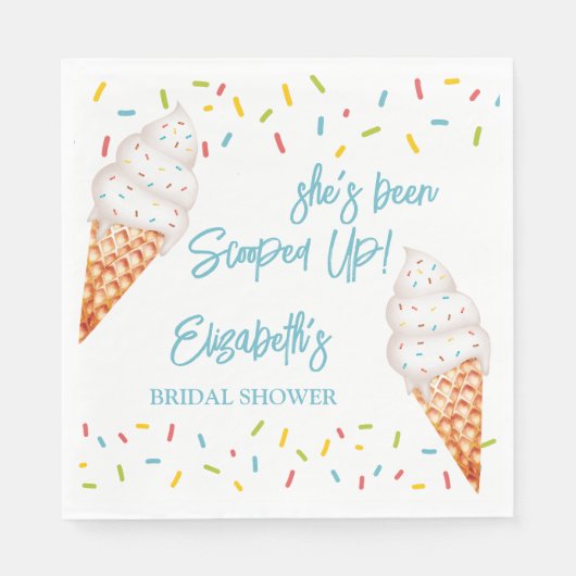 Eiscreme-Brautparty personalisiert Serviette (Vorderseite)