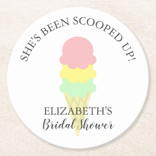 Eiscreme-Brautparty Runder Pappuntersetzer (Vorderseite)