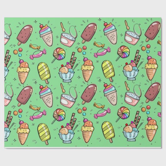 Eiscreme Candy Green Geschenkpapier (Flach)