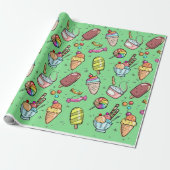 Eiscreme Candy Green Geschenkpapier (Ungerollt)