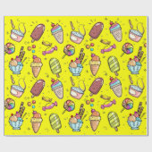 Eiscreme Candy Yellow Geschenkpapier (Flach)