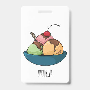 Eiscreme-Cartoon-Illustration Ausweis