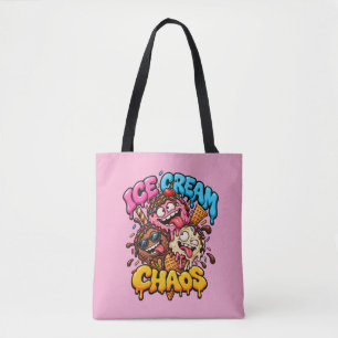 Eiscreme-Chaos Lustige Rosa-Tragetasche Tasche