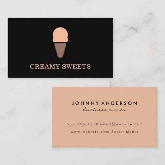 Eiscreme Cone Black Orange Visitenkarte (Vorne/Hinten)