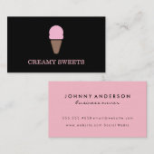 Eiscreme Cone Black Pink Visitenkarte (Vorne/Hinten)