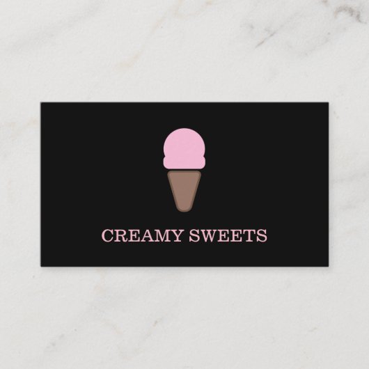 Eiscreme Cone Black Pink Visitenkarte (Vorderseite)