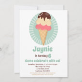 Eiscreme Cone Boys Girls Geburtstagsparty Einladung (Vorderseite)