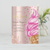 Eiscreme Cone Confetti Süßigkeiten Kinderdusche Einladung (Stehend Vorderseite)