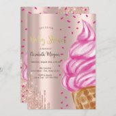 Eiscreme Cone Confetti Süßigkeiten Kinderdusche Einladung (Vorne/Hinten)