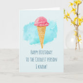 Eiscreme Cone Coolste Person Happy Birthday Karte (Gelbe Blume)