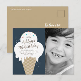 Eiscreme Cone Foto Kindergeburtstag Party Einladungspostkarte