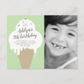 Eiscreme Cone Foto Kindergeburtstag Party Einladungspostkarte (Vorderseite)