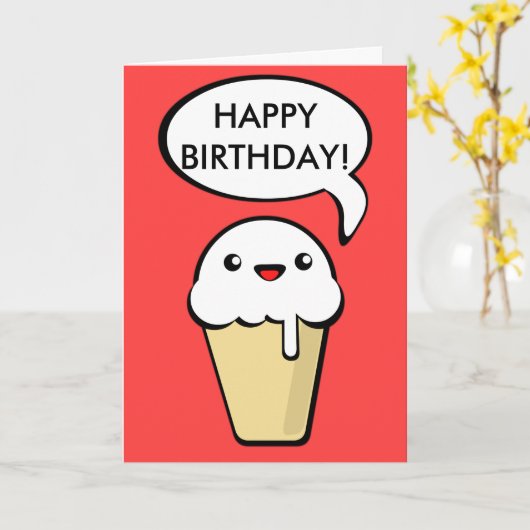 Eiscreme Cone Geburtstag Karte (Gelbe Blume)