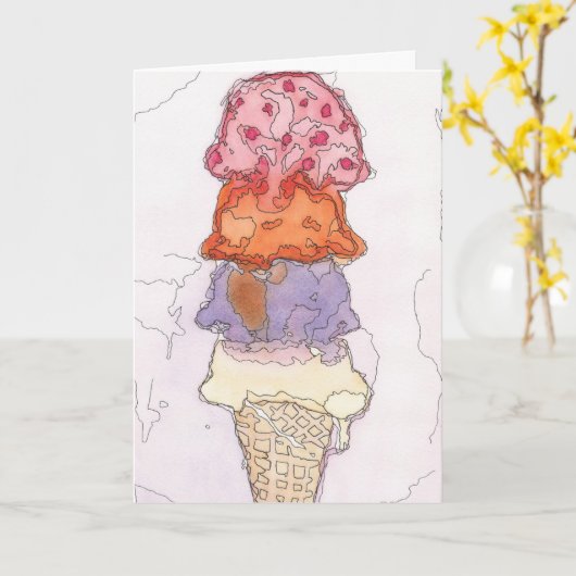 Eiscreme Cone Geburtstagkarte Karte (Gelbe Blume)