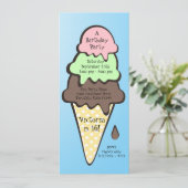 Eiscreme Cone Geburtstagspartei Einladung (Stehend Vorderseite)