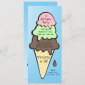 Eiscreme Cone Geburtstagspartei Einladung (Vorne/Hinten)