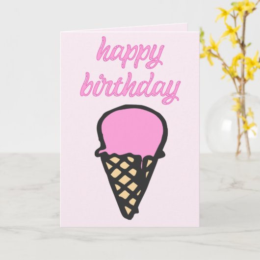 Eiscreme Cone - Happy Birthday Karte (Gelbe Blume)