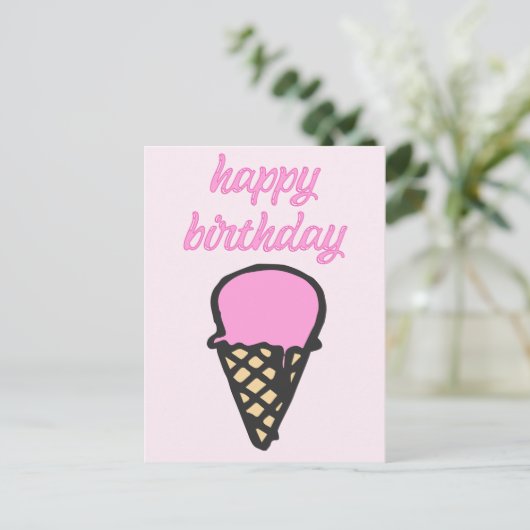 Eiscreme Cone - Happy Birthday Postkarte (Stehend Vorderseite)