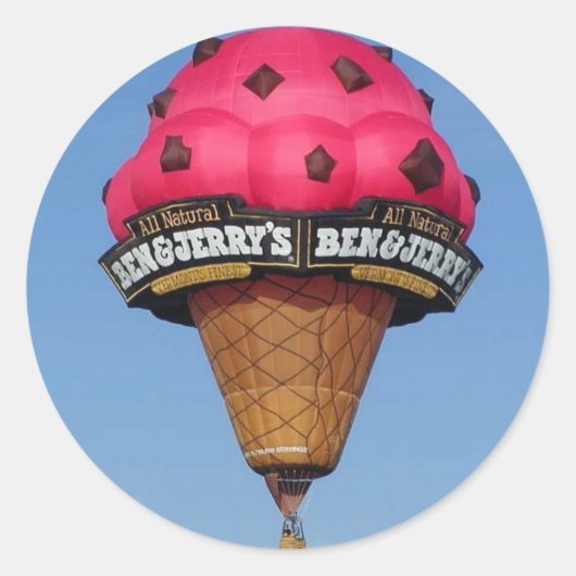 Eiscreme Cone Heißluftballon Runder Aufkleber (Vorderseite)