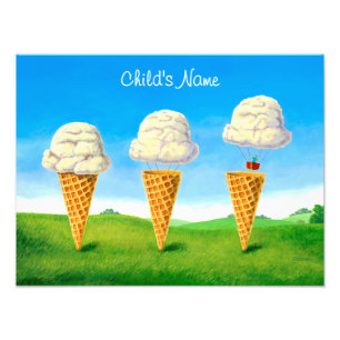 Eiscreme Cone - Heißluftballon Whimsischer Art Fotodruck