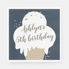Eiscreme Cone Navy Blue Kindergeburtstag Party Serviette