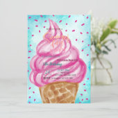 Eiscreme Cone Sommer Geburtstagsparty Einladung (Stehend Vorderseite)