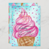 Eiscreme Cone Sommer Geburtstagsparty Einladung (Vorne/Hinten)
