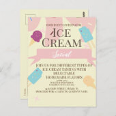 Eiscreme Cone Soziale Flyer Einladung Gelb Postkarte (Vorne/Hinten)