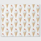 Eiscreme Cone Strawberry Geburtstag Geschenkpapier (Flach)
