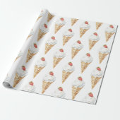 Eiscreme Cone Strawberry Geburtstag Geschenkpapier (Ungerollt)
