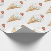 Eiscreme Cone Strawberry Geburtstag Geschenkpapier (Ecke)