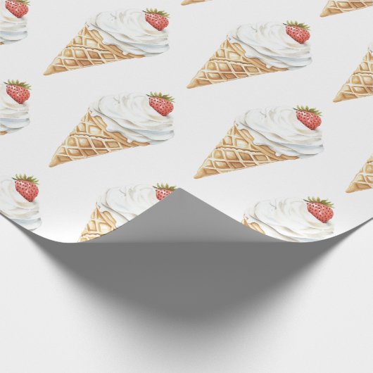 Eiscreme Cone Strawberry Geburtstag Geschenkpapier (Ecke)