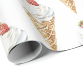 Eiscreme Cone Strawberry Geburtstag Geschenkpapier (Rolleneckpunkt)