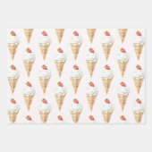 Eiscreme Cone Strawberry Geburtstag Geschenkpapier Set (Vorderseite 3)