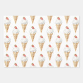 Eiscreme Cone Strawberry Geburtstag Geschenkpapier Set (Vorderseite)