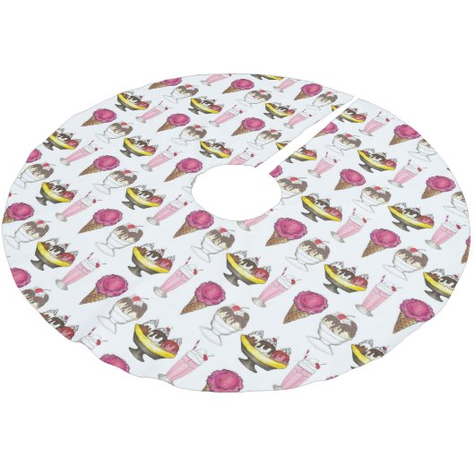 Eiscreme Cone Sundae Shake Banana Split Polyester Weihnachtsbaumdecke (Schrägansicht)