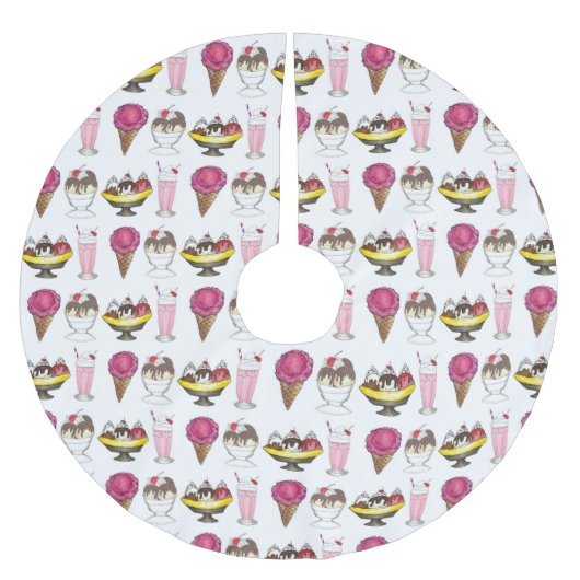 Eiscreme Cone Sundae Shake Banana Split Polyester Weihnachtsbaumdecke (Vorderseite)