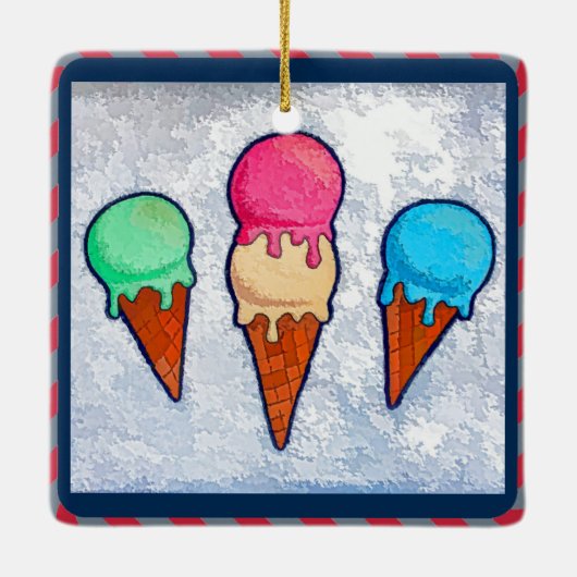 Eiscreme Cones Keramik Ornament (Rückseite)