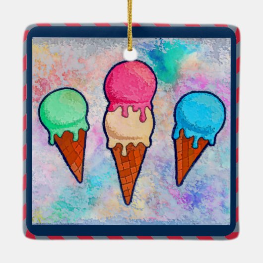 Eiscreme Cones Keramik Ornament (Rückseite)