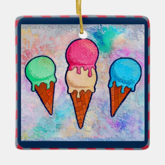 Eiscreme Cones Keramik Ornament (Vorderseite)